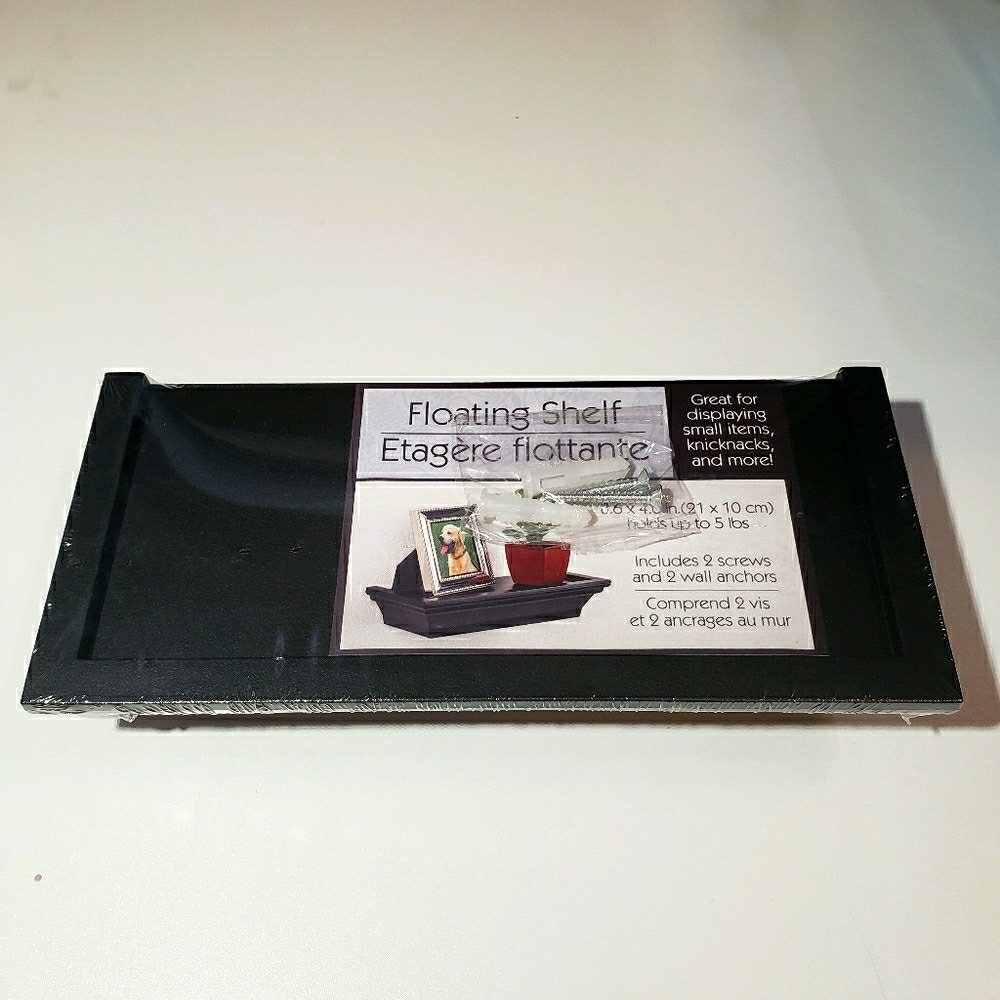 Set of 2 New Black Floating Wall Shelf 8.6 x 4 in.